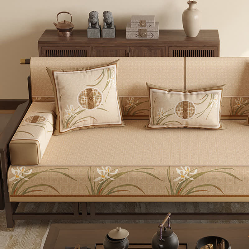 Ownkoti Vintage Orchid Print Sofa Protector - image 1