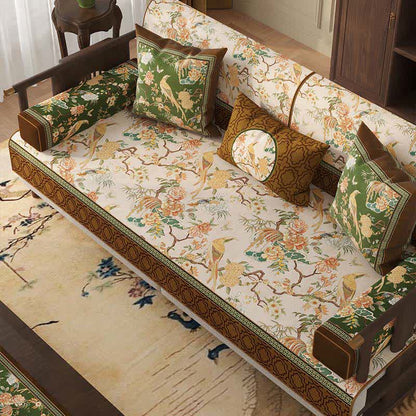 Ownkoti Vintage Floral & Bird Print Sofa Protector - image 2
