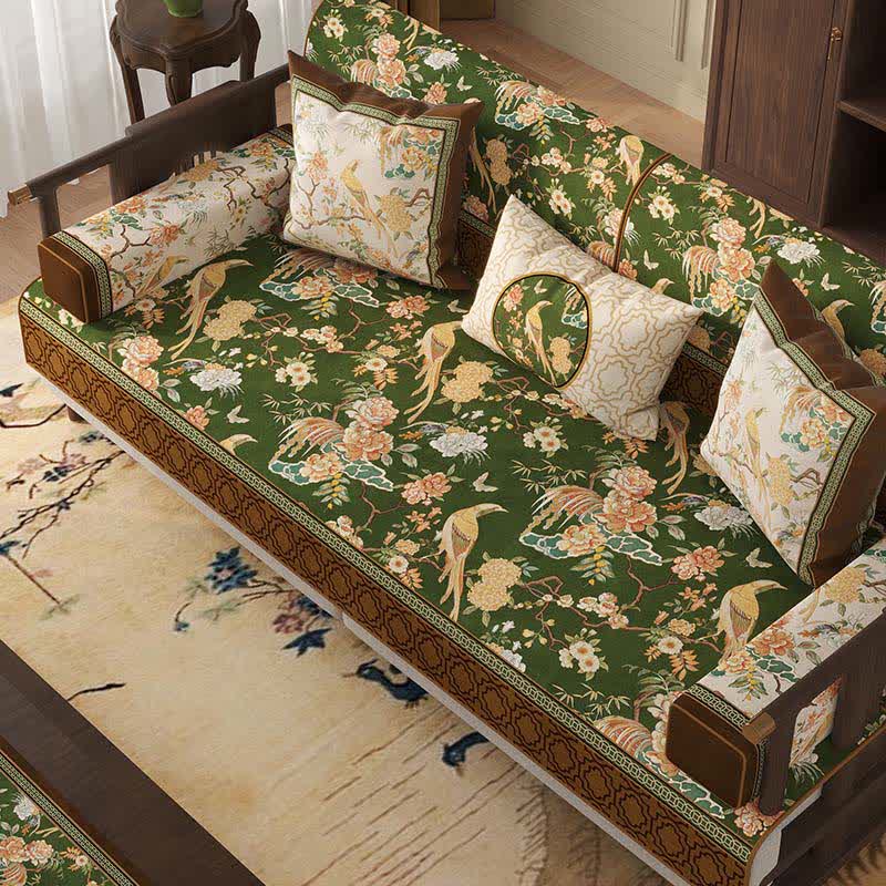 Ownkoti Vintage Floral & Bird Print Sofa Protector - image 5