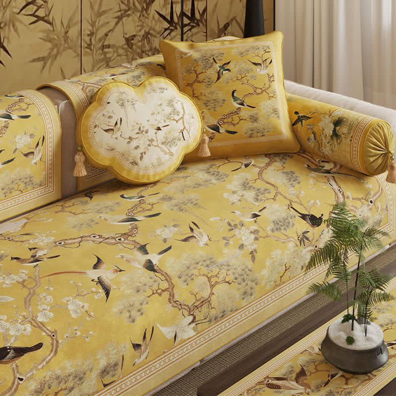 Ownkoti Oriental Floral Bird Print Sofa Protector - image 2