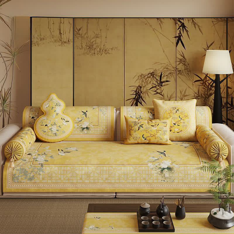 Ownkoti Vintage Floral Bird Print Sofa Protector - image 3