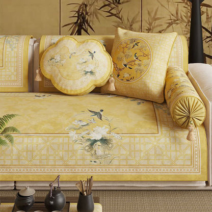 Ownkoti Vintage Floral Bird Print Sofa Protector - image 1