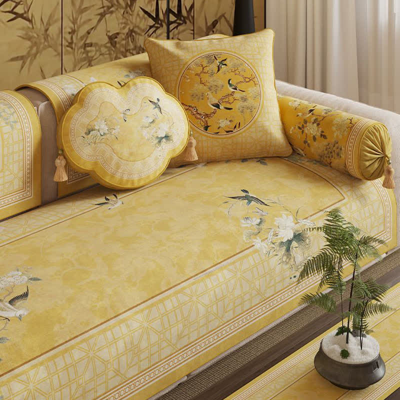 Ownkoti Vintage Floral Bird Print Sofa Protector - image 2