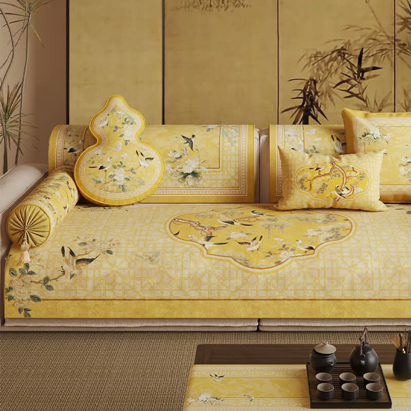 Ownkoti Oriental Style Bird & Floral Sofa Protector - image 2