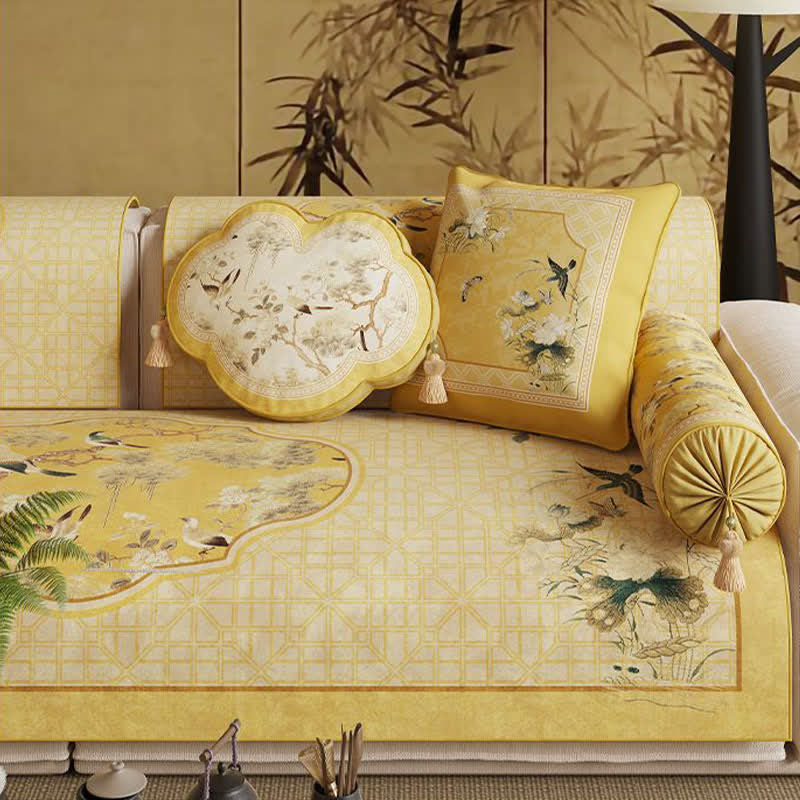 Ownkoti Oriental Style Bird & Floral Sofa Protector - image 1