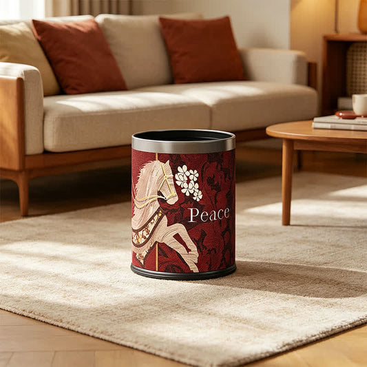 Ownkoti  Vintage Equestrian Leather  Round Trash Can - image 0