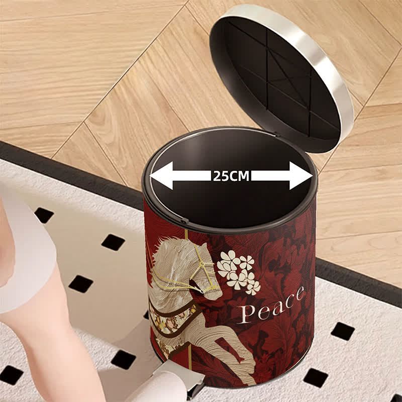 Ownkoti  Vintage Equestrian Leather  Round Trash Can - image 6
