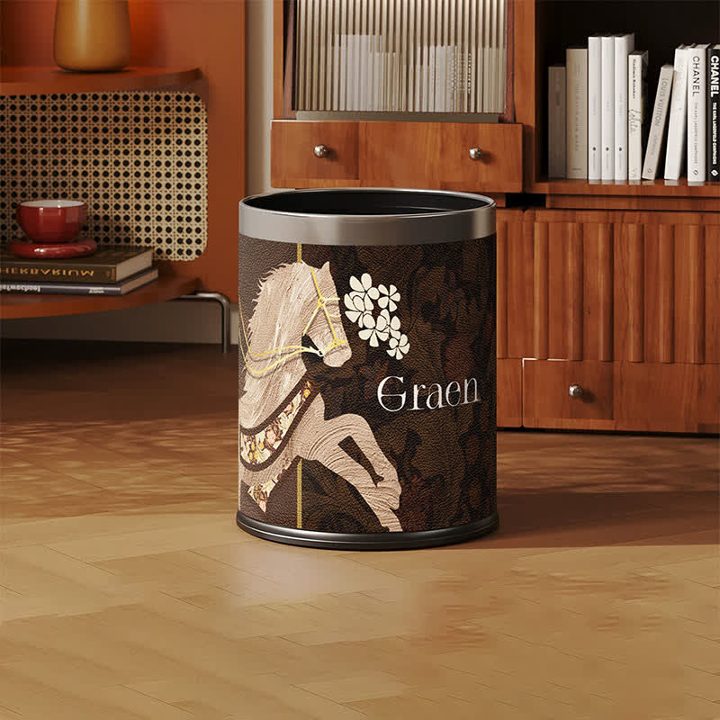 Ownkoti  Vintage Equestrian Leather  Round Trash Can - image 9