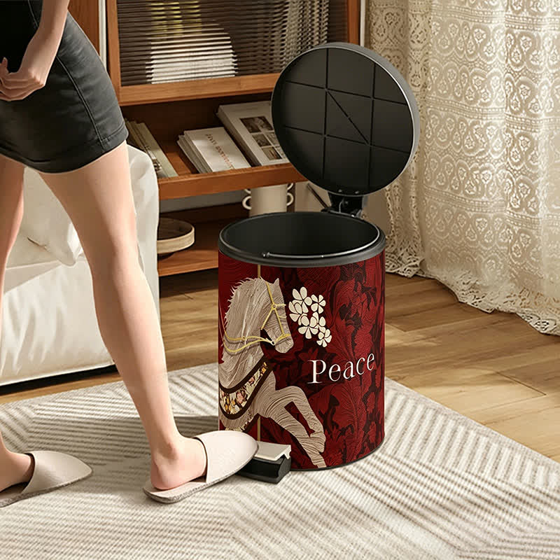 Ownkoti  Vintage Equestrian Leather  Round Trash Can - image 5