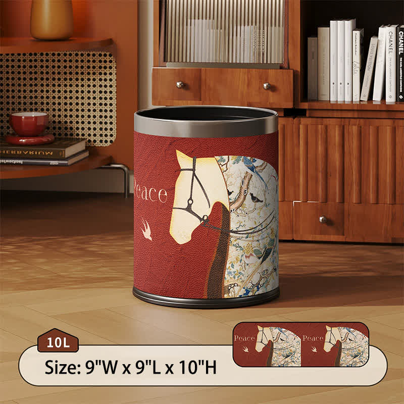 Ownkoti Lychee Texture Equestrian Leather Trash Can - Red - Standard - 9"W x 9"L x 10"H - image 8