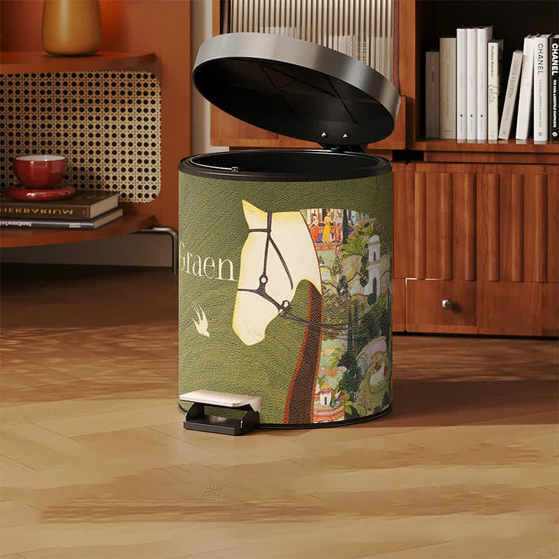 Ownkoti Lychee Texture Equestrian Leather Trash Can - image 3