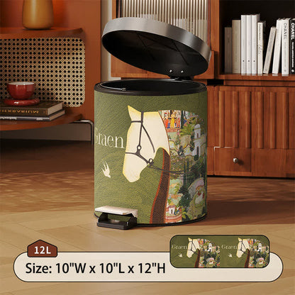 Ownkoti Lychee Texture Equestrian Leather Trash Can - Green - Foot-Pedal - 10"W x 10"L x 12"H - image 5