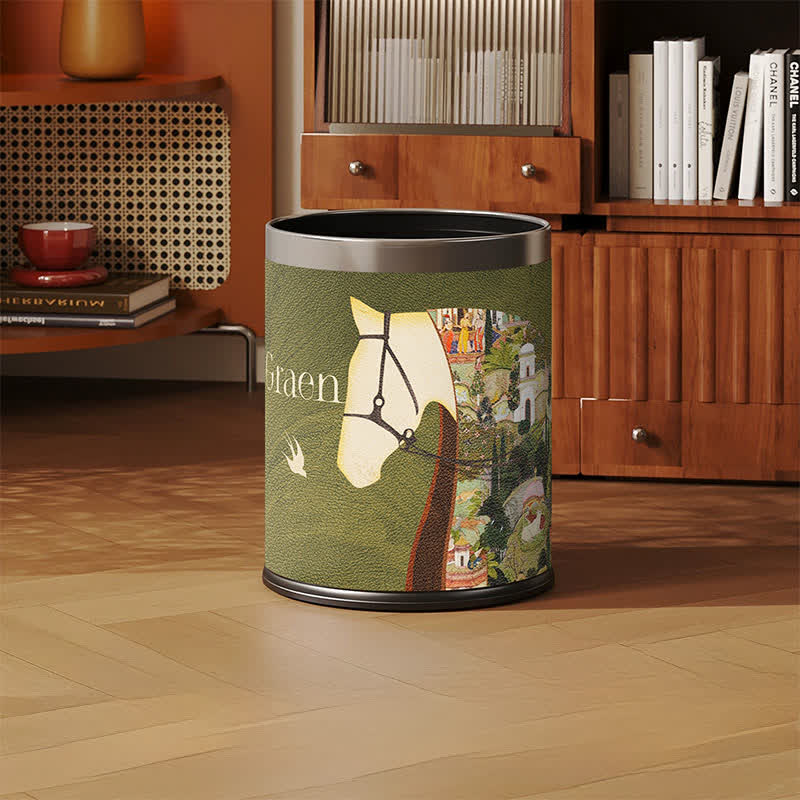 Ownkoti Lychee Texture Equestrian Leather Trash Can - image 1