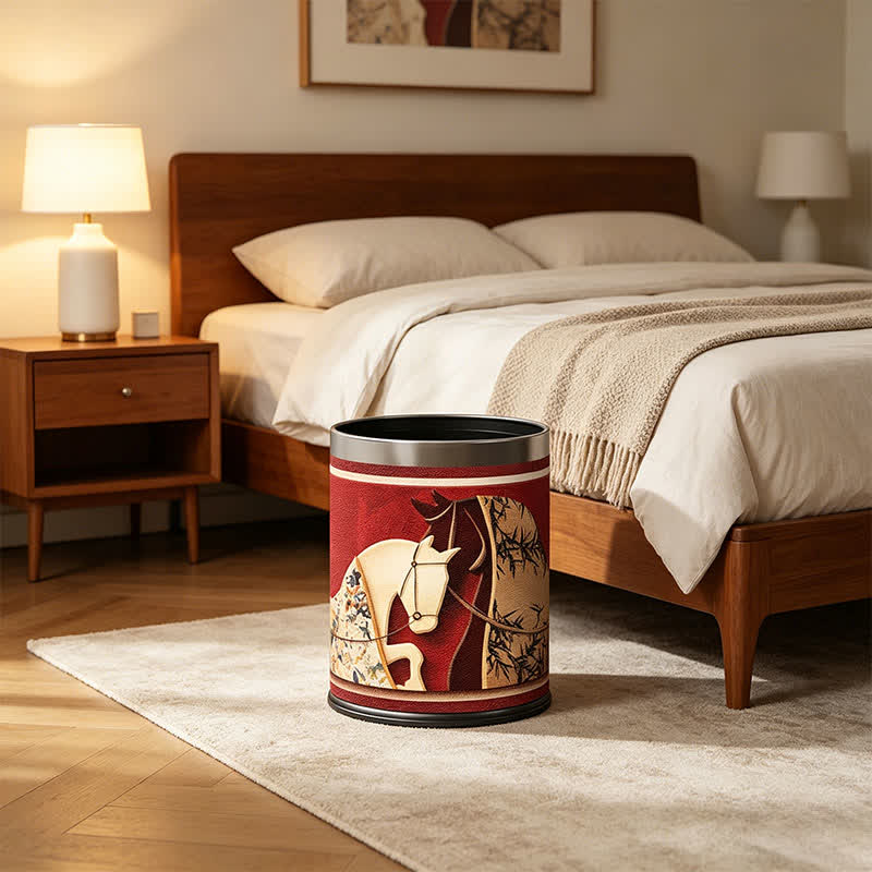 Ownkoti Auspicious Double Horse Leather Trash Can - image 1