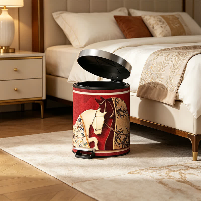 Ownkoti Auspicious Double Horse Leather Trash Can - image 4