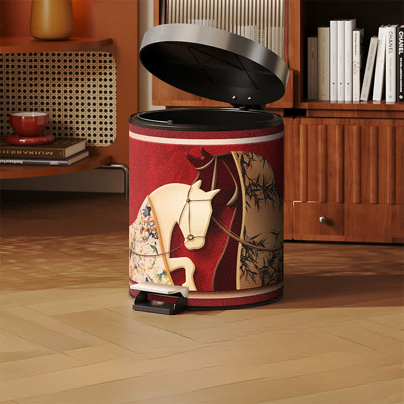 Ownkoti Auspicious Double Horse Leather Trash Can - image 3