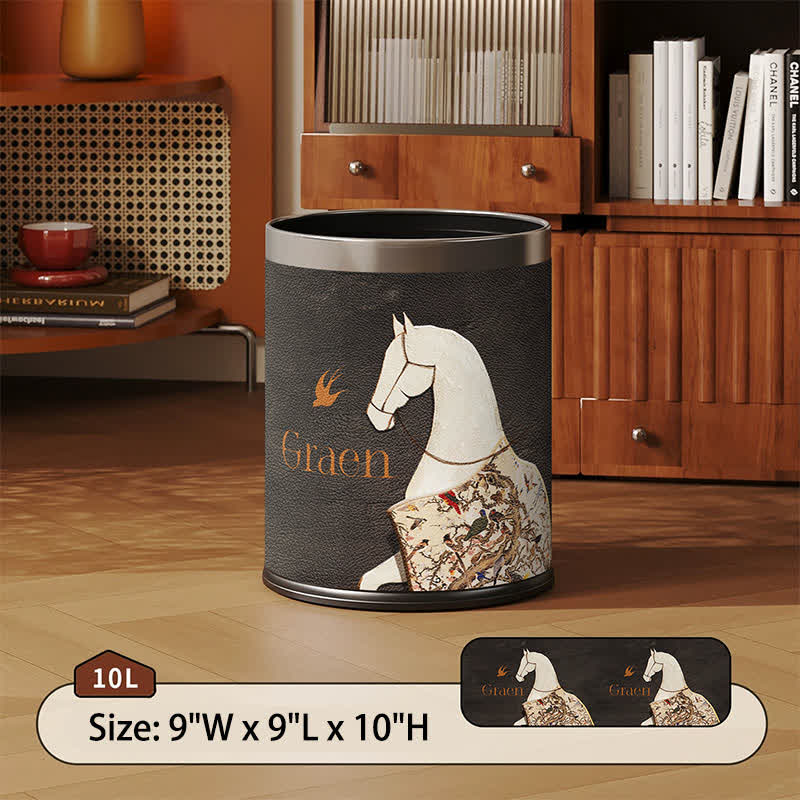 Ownkoti Classical Oriental Equestrian Trash Can - Black - Standard - 9"W x 9"L x 10"H - image 8