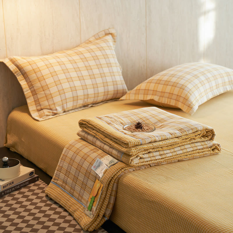 Ownkoti Gingham Pure Cotton Quilt Set - image 1