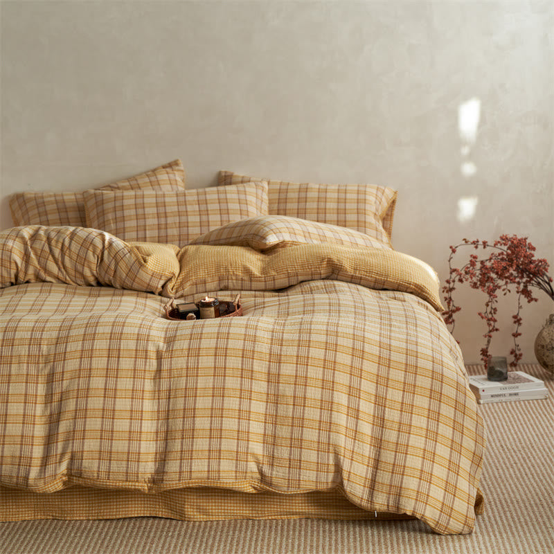 Ownkoti Checkered Cotton Duvet Cover Bedding Set - image 1