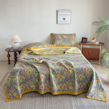 Ownkoti Tropical Floral & Leaf Cotton Gauze Quilt Blanket - image 1