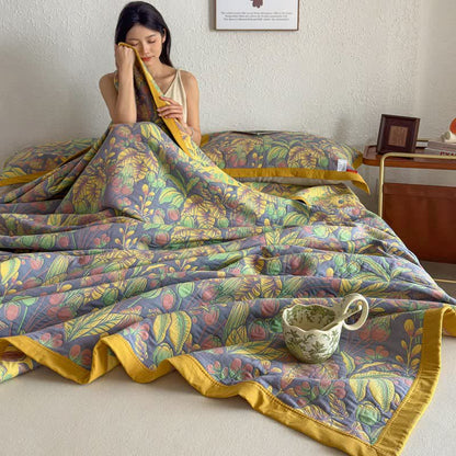 Ownkoti Tropical Floral & Leaf Cotton Gauze Quilt Blanket - image 10