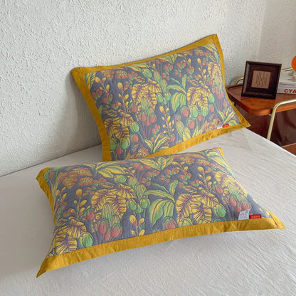 Ownkoti Tropical Floral & Leaf Cotton Gauze Quilt Blanket - 2PCS Pillow Towels - 20" x 31" - image 11
