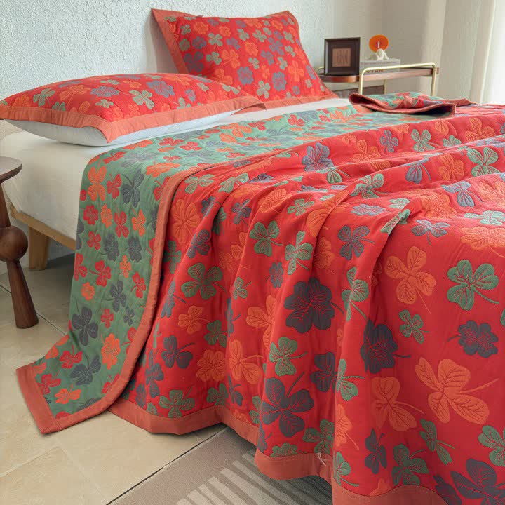 Ownkoti Four-leaf Clover Cotton Gauze Quilt Blanket - image 2