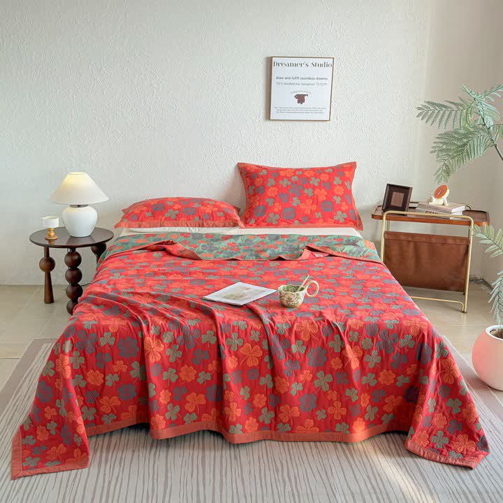 Ownkoti Four-leaf Clover Cotton Gauze Quilt Blanket - image 1