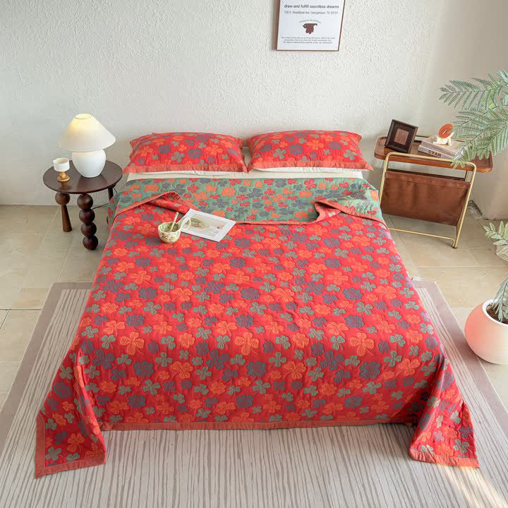 Ownkoti Four-leaf Clover Cotton Gauze Quilt Blanket - image 3