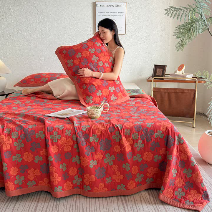 Ownkoti Four-leaf Clover Cotton Gauze Quilt Blanket - image 4