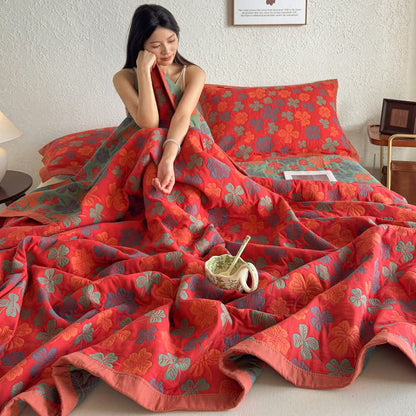 Ownkoti Four-leaf Clover Cotton Gauze Quilt Blanket - image 9