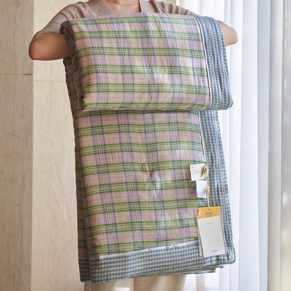 Ownkoti Gingham Pure Cotton Quilt Set - Yellow&Purple - Quilts - King - image 5