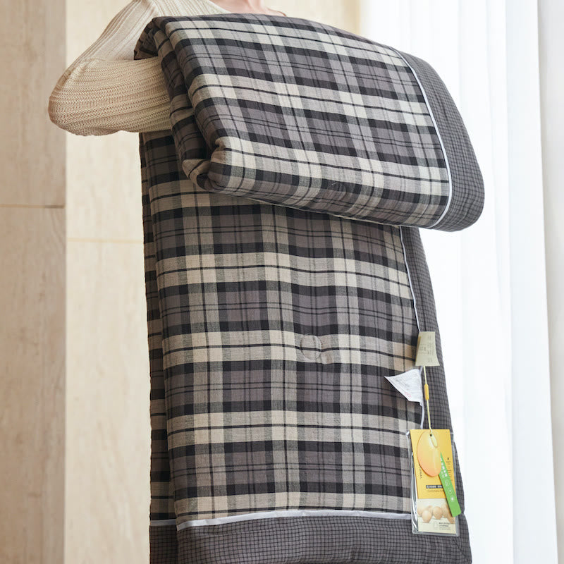 Ownkoti Gingham Pure Cotton Quilt Set - Dark Grey - Quilts - King - image 7