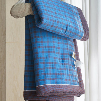 Ownkoti Gingham Pure Cotton Quilt Set - Dark Blue - Quilts - King - image 13