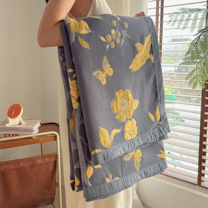 Ownkoti Branch & Bird Cotton Gauze Quilt Blanket - image 12