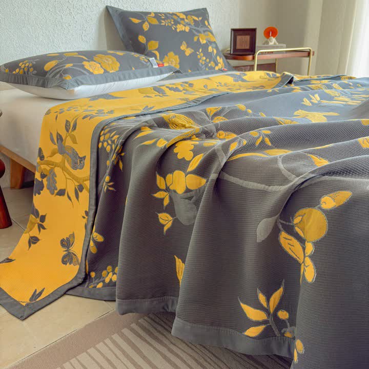 Ownkoti Branch & Bird Cotton Gauze Quilt Blanket - image 2