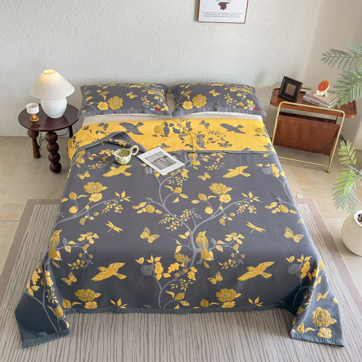 Ownkoti Branch & Bird Cotton Gauze Quilt Blanket - image 3