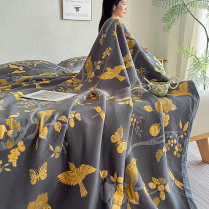 Ownkoti Branch & Bird Cotton Gauze Quilt Blanket - image 9