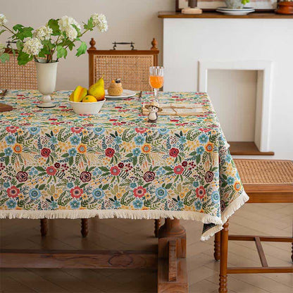 Ownkoti Refresh Floral Cotton Linen Jacquard Tablecloth - image 1