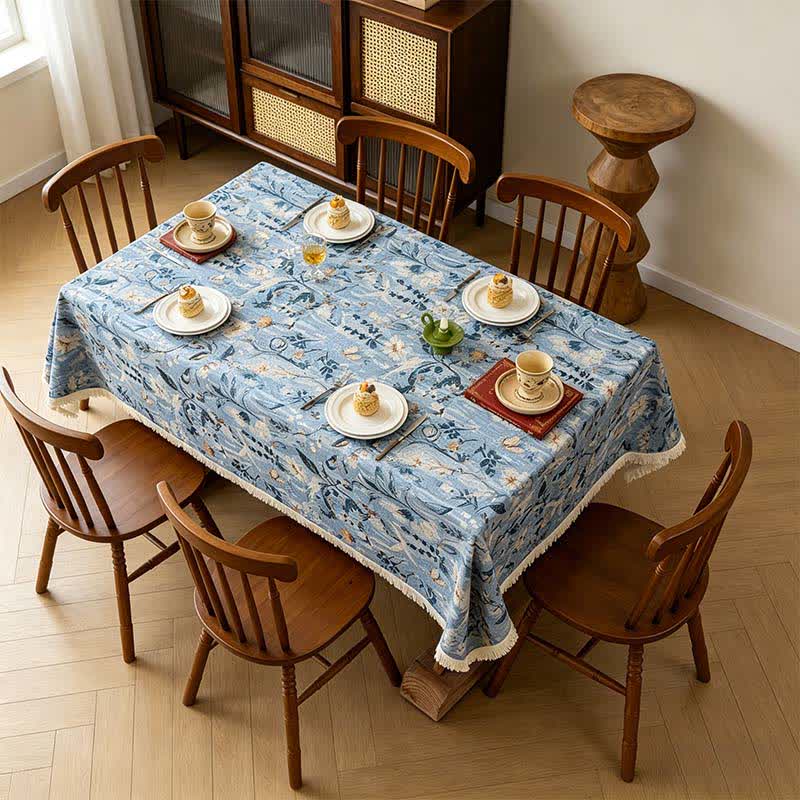 Ownkoti Serene Garden Oil Painting Jacquard Tablecloth  - image 1
