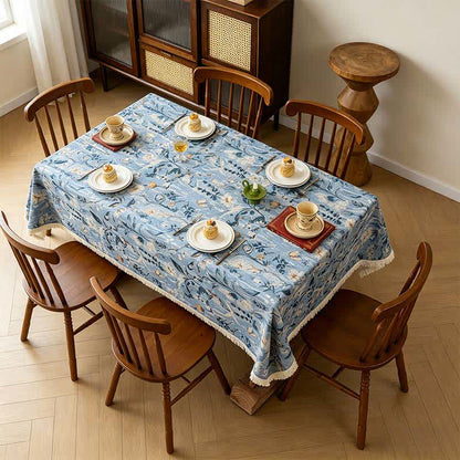 Ownkoti Serene Garden Oil Painting Jacquard Tablecloth  - image 1