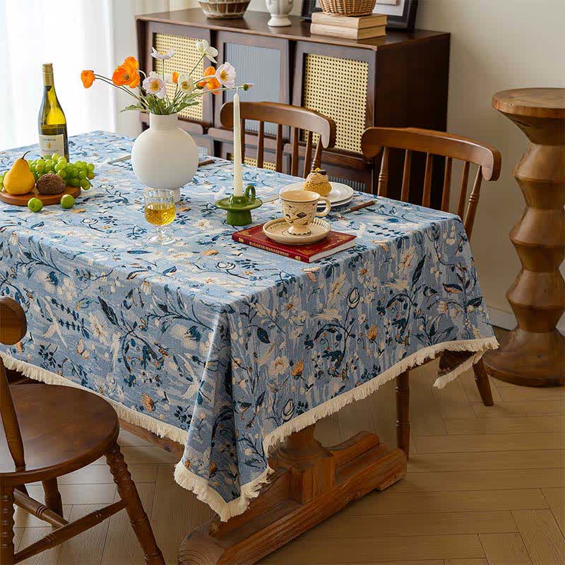Ownkoti Serene Garden Oil Painting Jacquard Tablecloth  - image 3