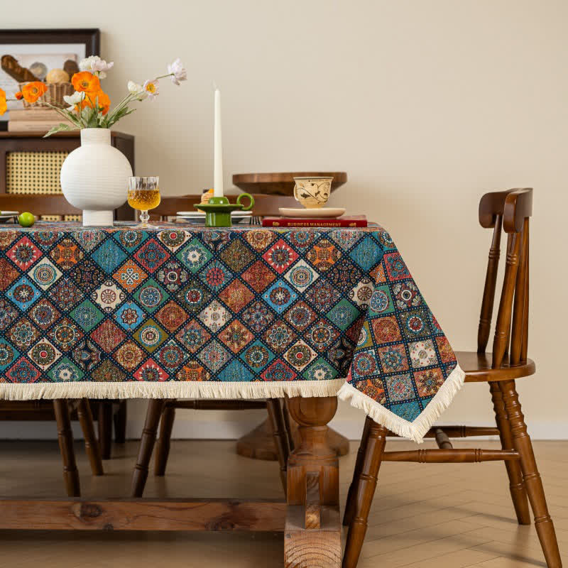 Ownkoti Exotic Kaleidoscope Mandala Jacquard Tablecloth - 55" x 118" - image 0