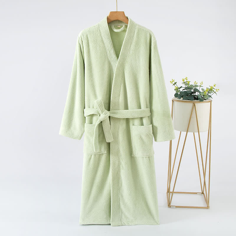 Ownkoti His & Hers Solid Color Absorbent Bath Robe - Olive Green - Women: L - image 8