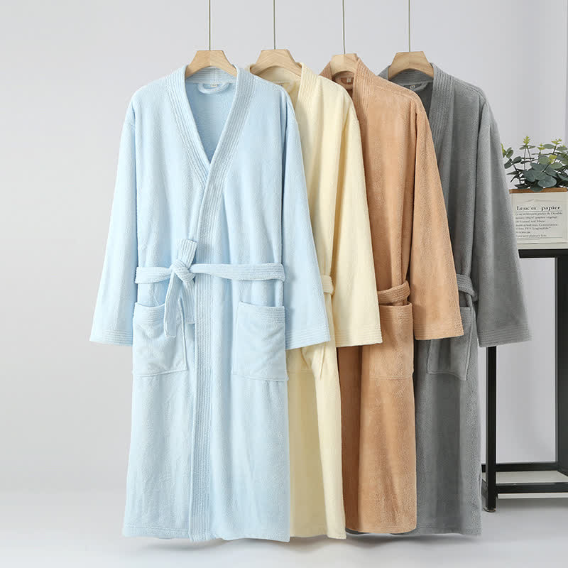 Ownkoti His & Hers Solid Color Absorbent Bath Robe - image 1