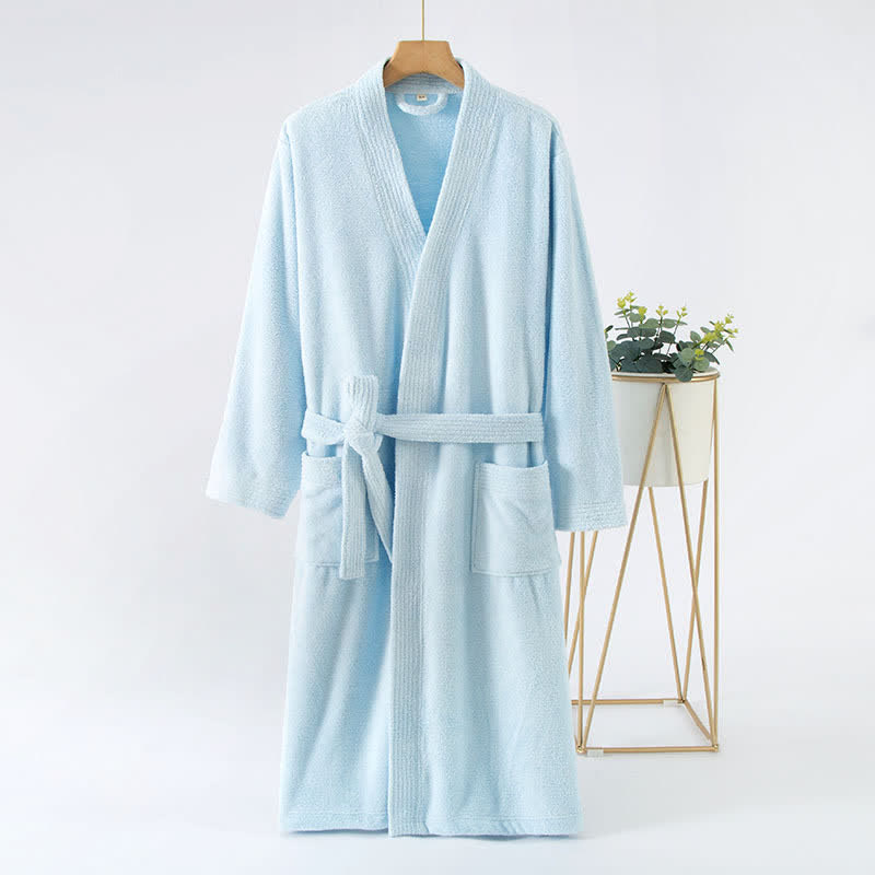 Ownkoti His & Hers Solid Color Absorbent Bath Robe - Light Blue - Women: L - image 2