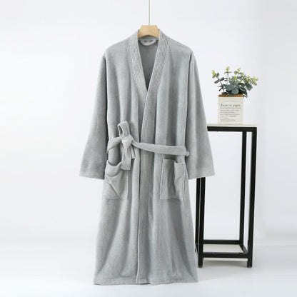 Ownkoti His & Hers Solid Color Absorbent Bath Robe - Grey - Men: L - image 16
