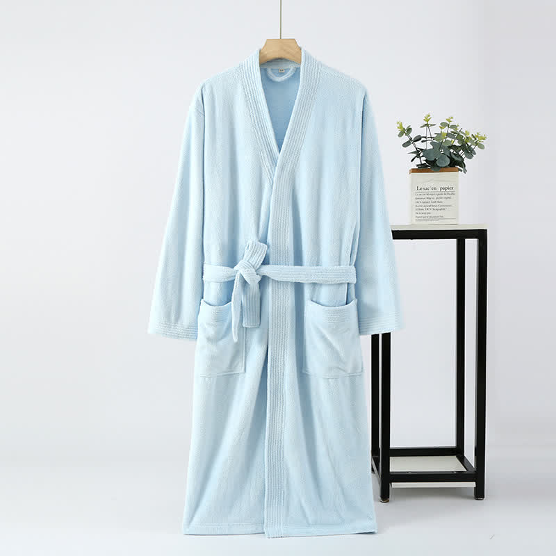 Ownkoti His & Hers Solid Color Absorbent Bath Robe - Light Blue - Men: L - image 3