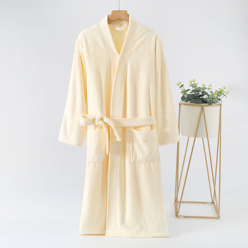 Ownkoti His & Hers Solid Color Absorbent Bath Robe - Beige - Men: L - image 7