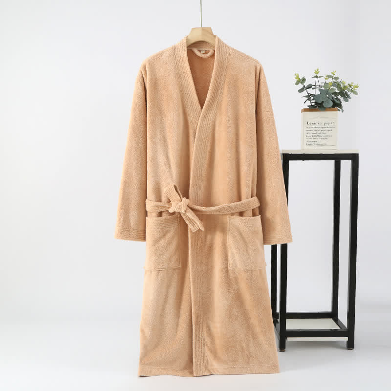 Ownkoti His & Hers Solid Color Absorbent Bath Robe - Brown - Men: L - image 5